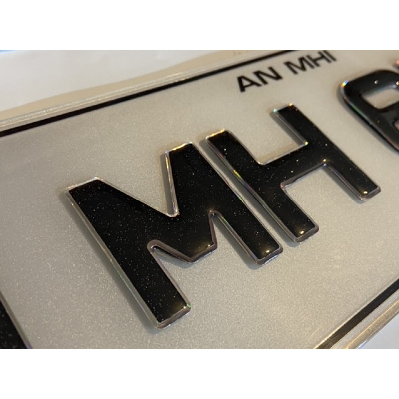 FKGEL0200 chrome shadow & glitter text Plates 1 pair