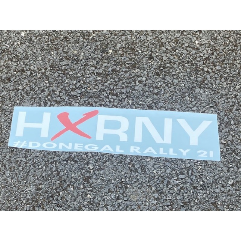 HXRNY horny donegal rally 2021 sticker windscreen large white / blue  x1 