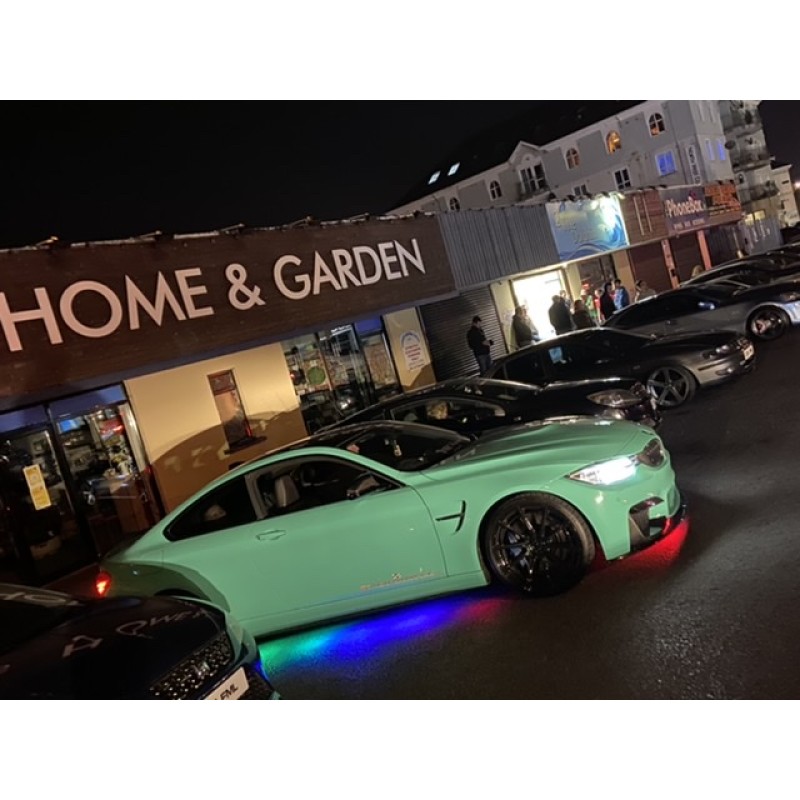 New led under glow exterior car lighting kit control via app on phone 4 piece strip