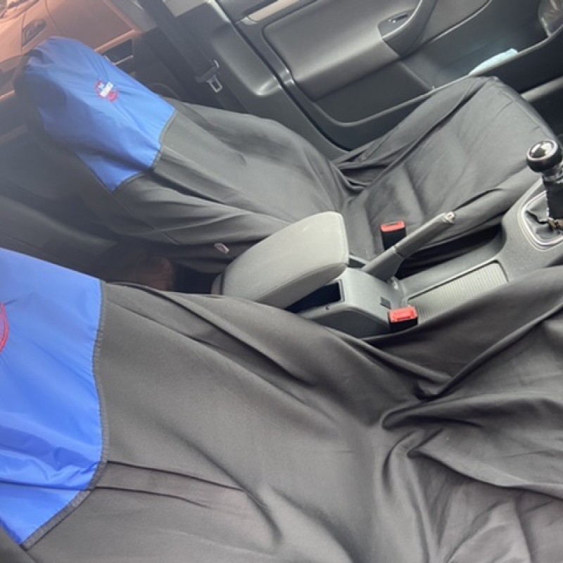 FK performance LOGO action style seat cover black / blue hood x2 universal FK performance LOGO action style seat cover black / blue hood x2 universal