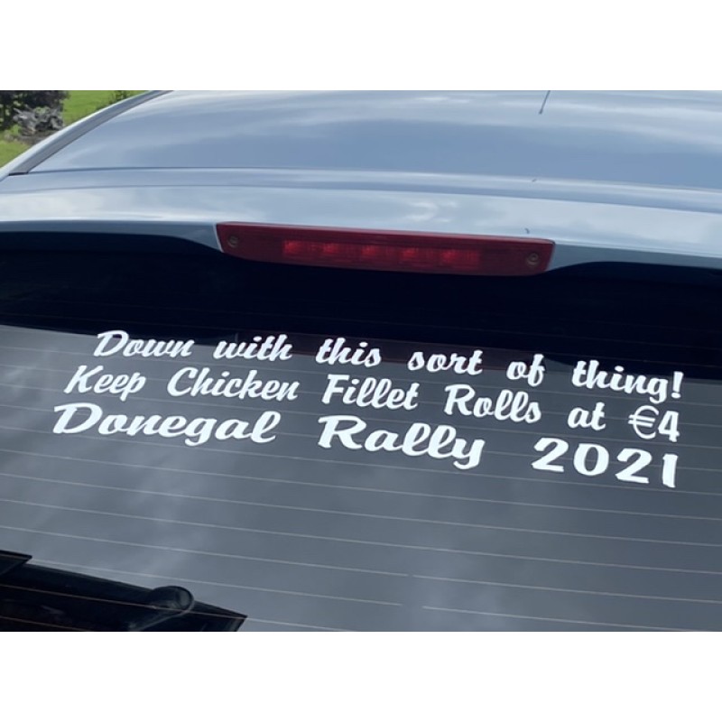  Down with this sort of thing sausage rolls Donegal rally sticker white large x 1 