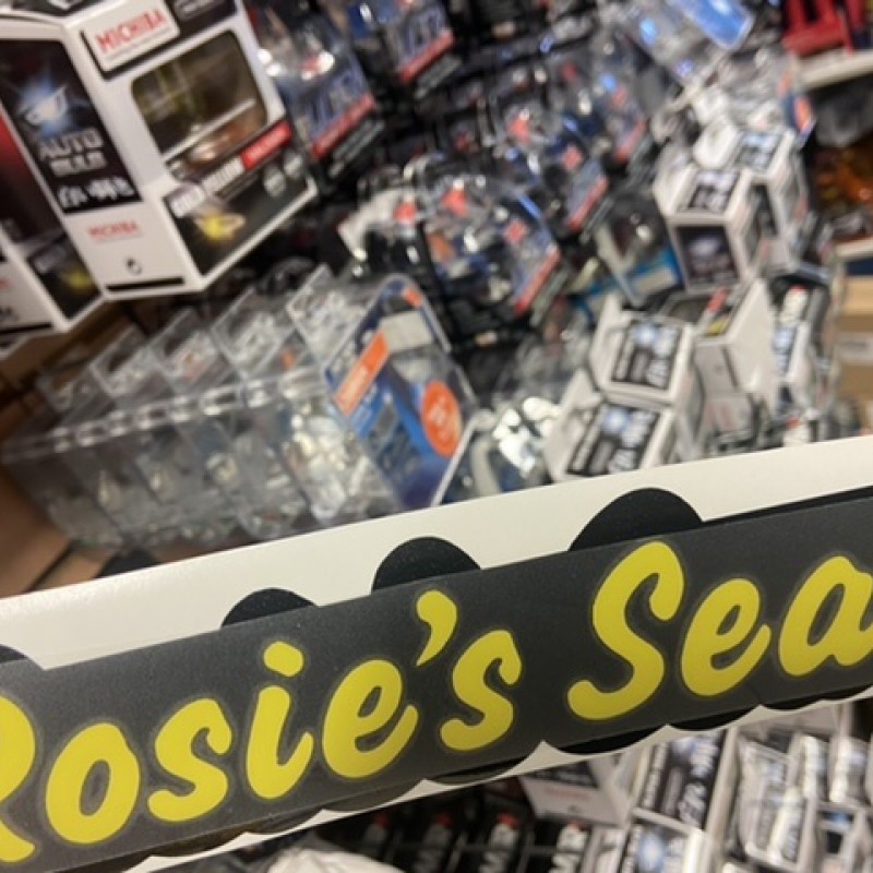 Small custom dash sticker any name on black background  x 1  Small custom dash sticker any name on black background  x 1