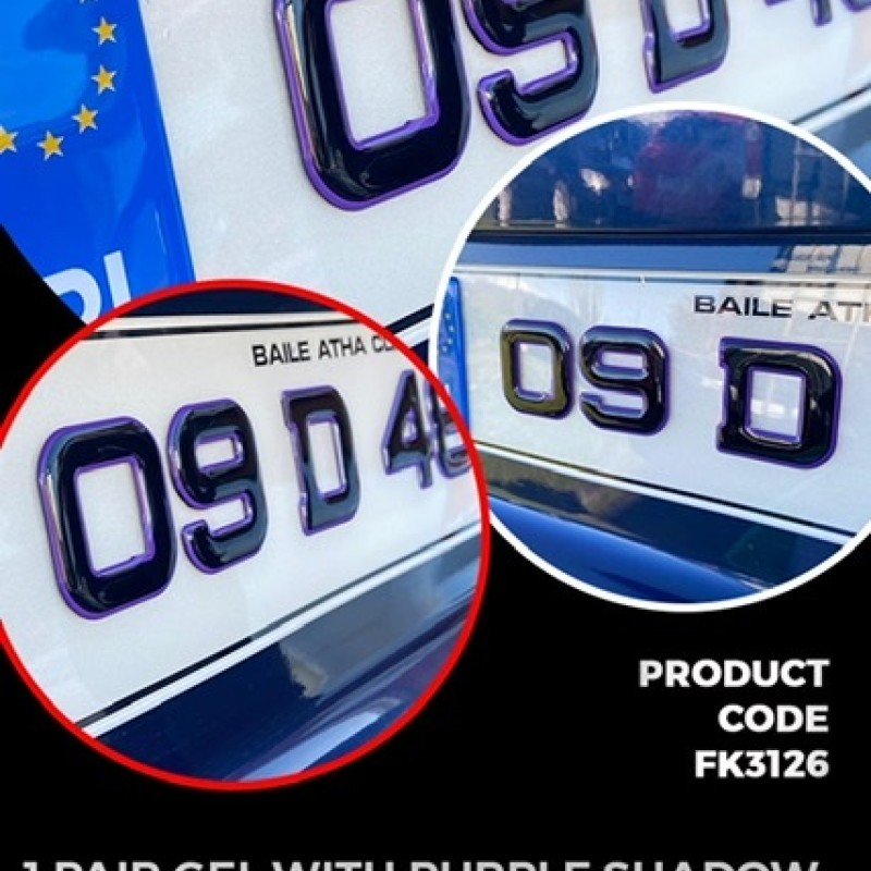 FK3126 Gel number plates with purple shadow  1 pair FK3126 Gel number plates with purple shadow  1 pair