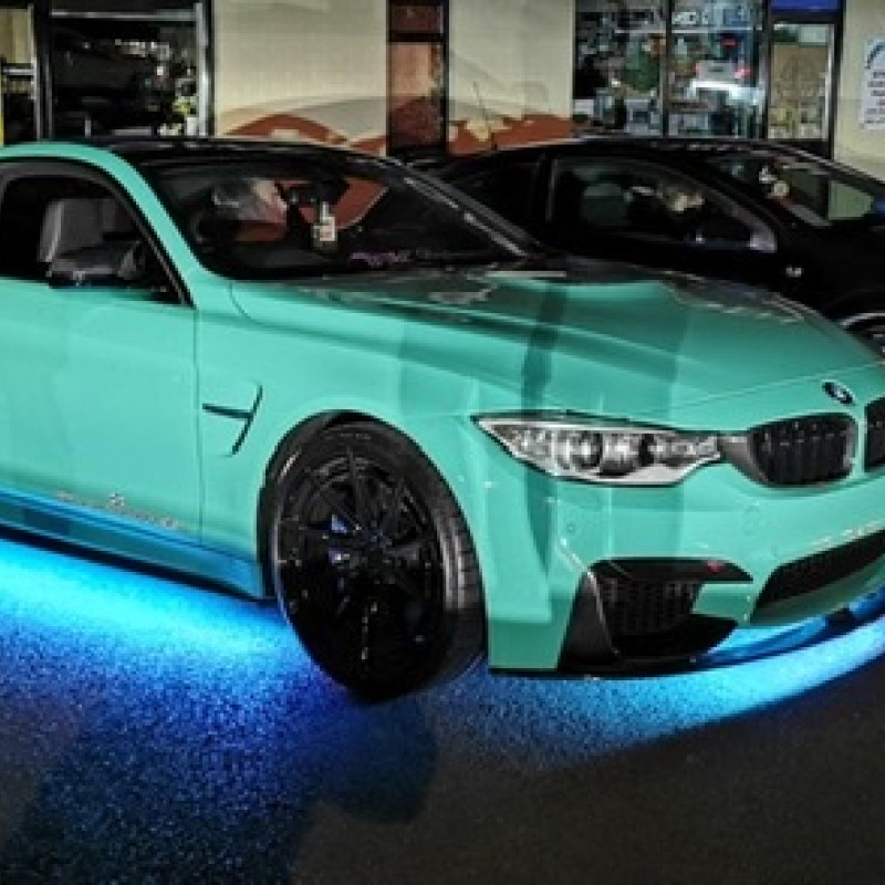 New led under glow exterior car lighting kit control via app on phone 4 piece strip