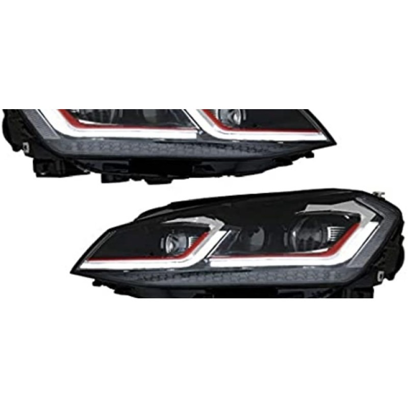 Vw golf Mk7 2012 - 2015 led headlights conversion Gti style 1 pair dynamic red 7.5 style 