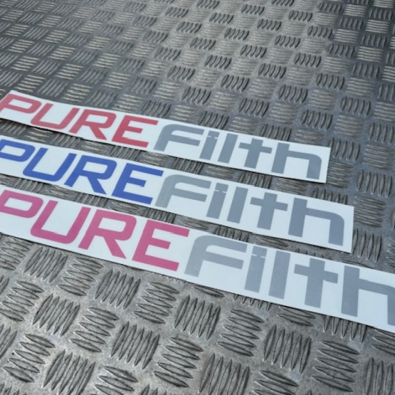 Pure filth windscreen sticker  silver / blue  x1  Pure filth windscreen sticker  silver / blue  x1