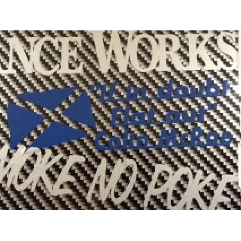 'If in doubt flat out' Colin mcRae memorial sticker (blue) x1 