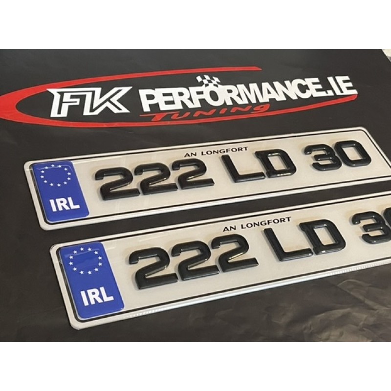 FK4d09 4D standout plates with gloss black gel tops number plates  FK4d09 4D standout plates with gloss black gel tops number plates