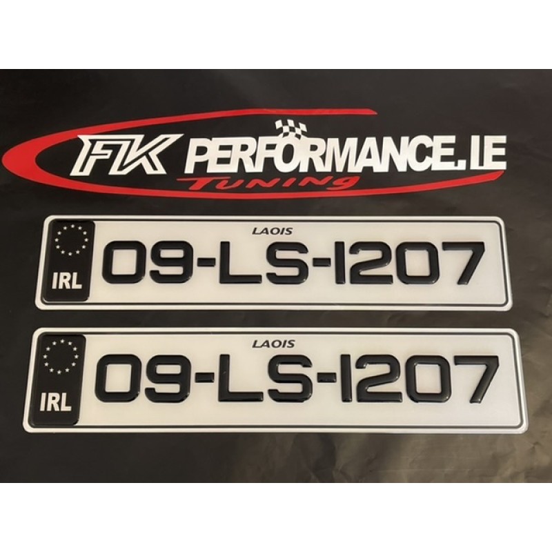 FKGP40 irl gel number plates Donegal style with border black Editton irl 1 pair