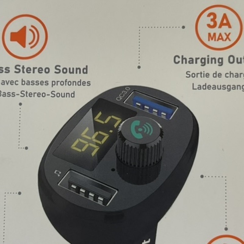 Bluetooth music / phone fm radio transmitter plugs into cigarette lighter  Bluetooth music / phone fm radio transmitter plugs into cigarette lighter