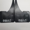 White text Rally spec mudflaps black universal 2 pair  White text Rally spec mudflaps black universal 2 pair