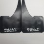 White text Rally spec mudflaps black universal 2 pair 