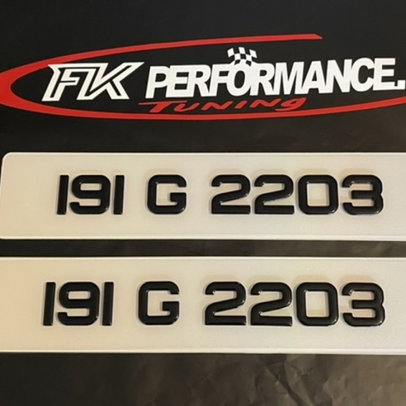 FK4d01 4D standout plates with gloss black gel tops number plates  FK4d01 4D standout plates with gloss black gel tops number plates