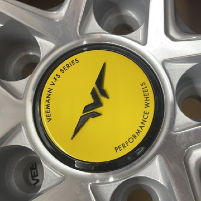 4 x Veemann Ferrari yellow upgrade centre caps   4 x Veemann Ferrari yellow upgrade centre caps