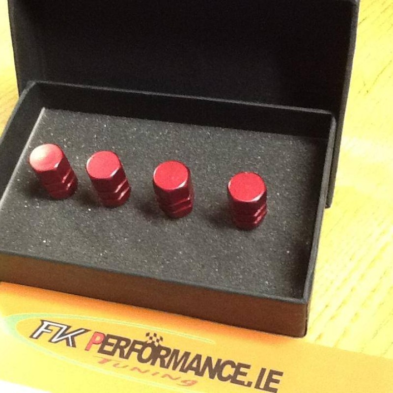 Red Valve Metal Caps X4  Red Valve Metal Caps X4