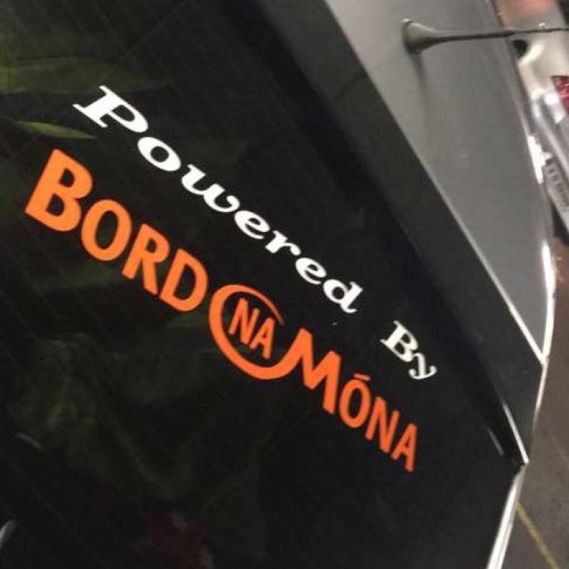 powered by bord na mona windscreen sticker white / orange x1 powered by bord na mona windscreen sticker white / orange x1