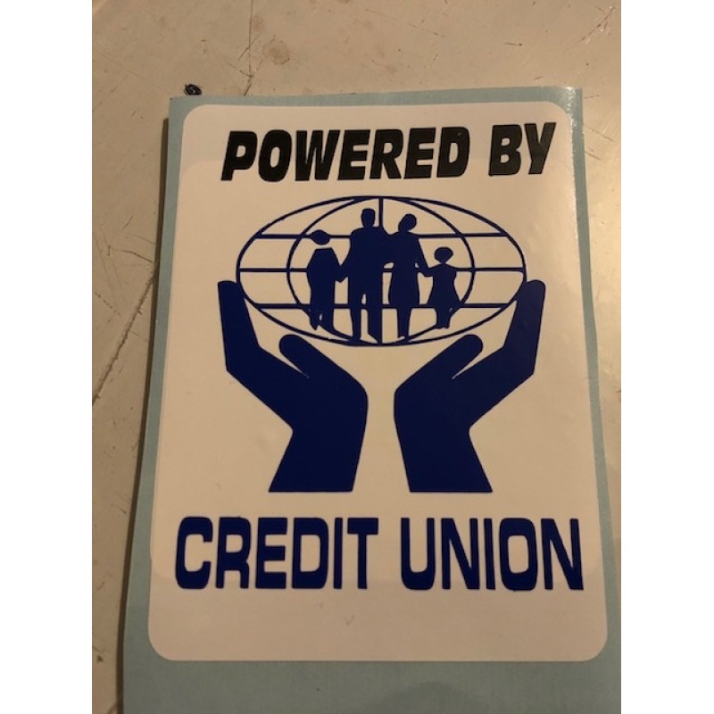 1 x fsk01 powered by credit union decal (white)