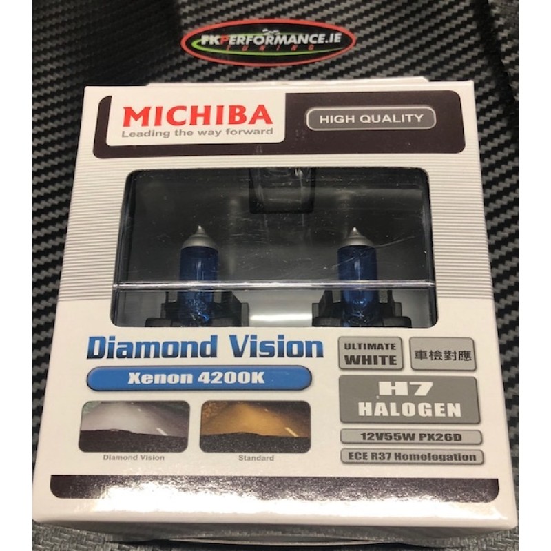 H7 Michiba Diamond Vision Super Bright Bulbs, 1 pair