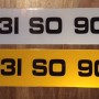 FK071 style number plates, 1 pair. 