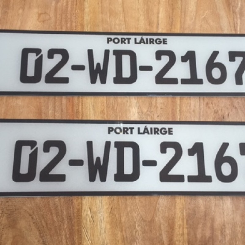 German Style Irish Reg plastic plates (58mm text) 1 pair 