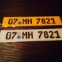 German Style plastic with badges, no county , no dash,  1 white 1 yellow 60mm text