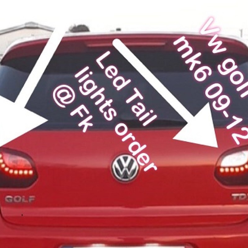 vw golf mk6 gtd style led tail lights 1 pair 09-12  vw golf mk6 gtd style led tail lights 1 pair 09-12