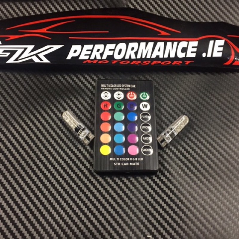 t10 501 w5w remote control colour changing interior & exterior led 1 pair 