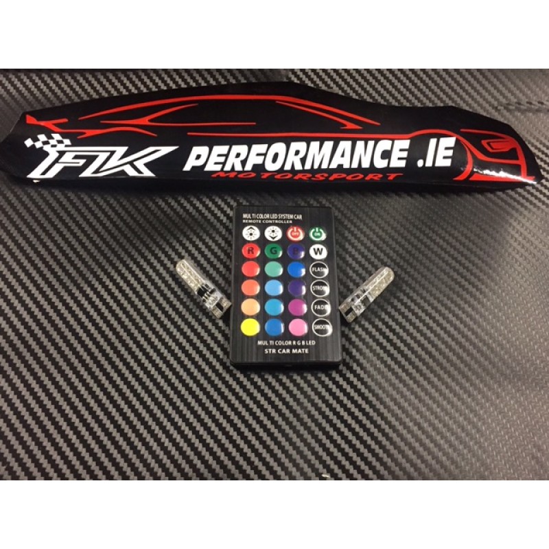 t10 501 w5w remote control colour changing interior & exterior led 1 pair 