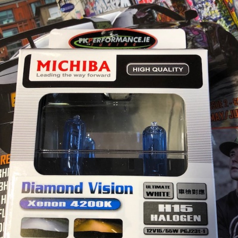 H15 Michiba Diamond Vision Super Bright Bulbs, 1 pair