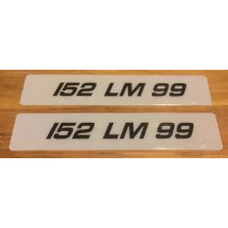 FK Italic font number plates (white) 1 pair 