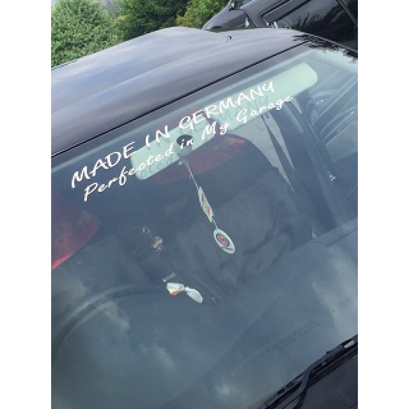FKWS01 made in germany perfected in my garage windscreen sticker x1 white