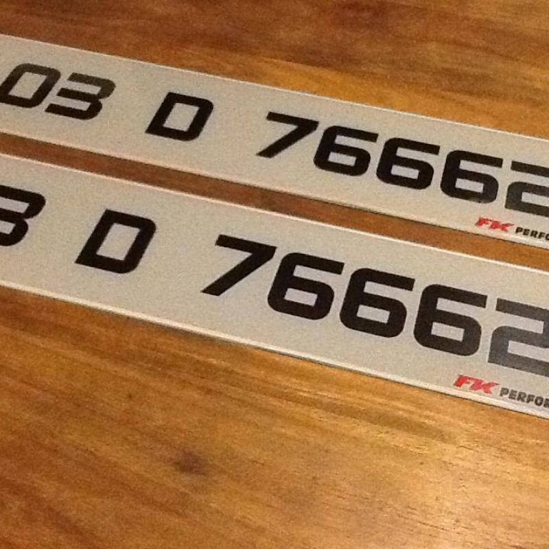 fk022 style 2 white/black & yellow/black plates with fk logo 1 pair fk022 style 2 white/black & yellow/black plates with fk logo 1 pair