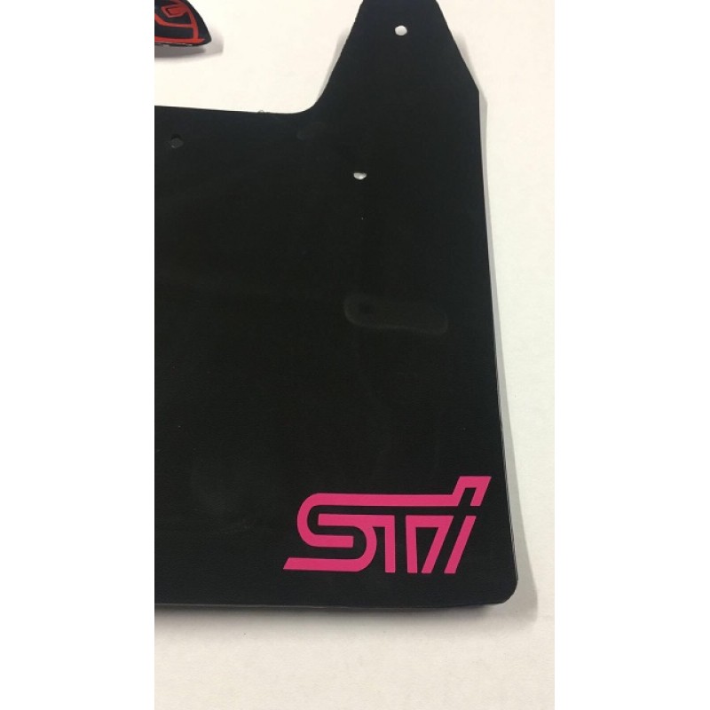 sti rally flexible mudflaps gloss black  pre drilled holes f & r set  2 pairs 