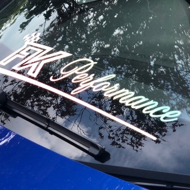FK Performance 2025 neo chrome colour changing windscreen decal white x1 FK Performance 2025 neo chrome colour changing windscreen decal white x1