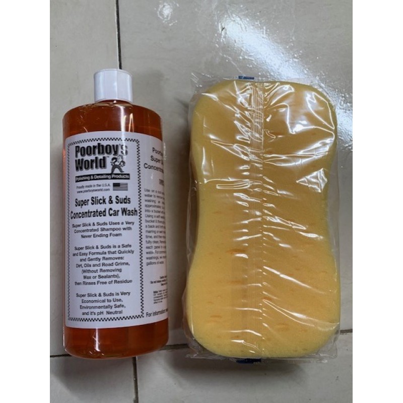 poorboys super slick & suds concentrated car wash & sponge kit